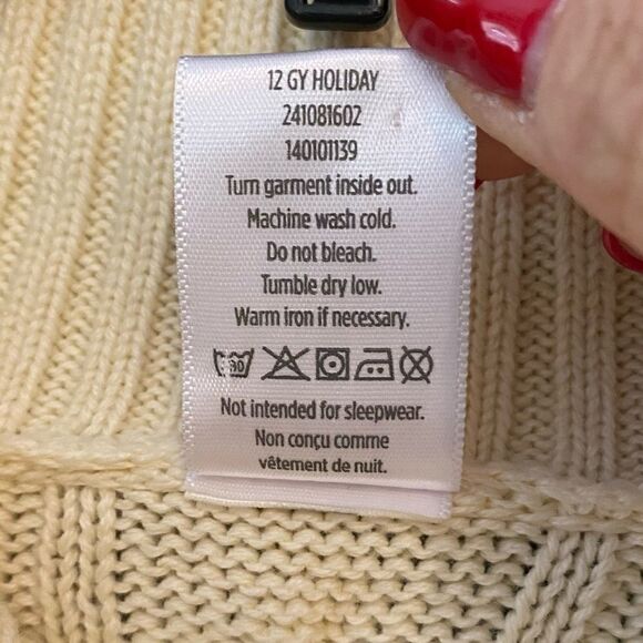 Gymboree Girls Sz 7-8 Beige Chunky Knit Collar Cape Cod Long Sleeve Sweater - Picture 3 of 6